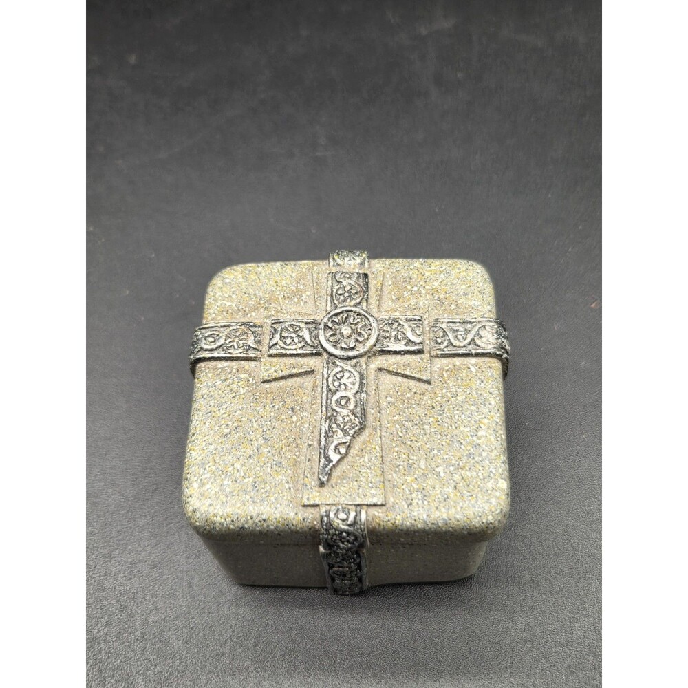 Roman Celtic Cross Irish Theme Ring Trinket Pill Stash Box
